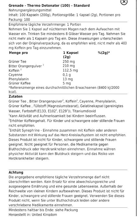 Grenade Thermo Detonator - 100 Caps INAKTIV!!! | ROUGHBULL FITNESS