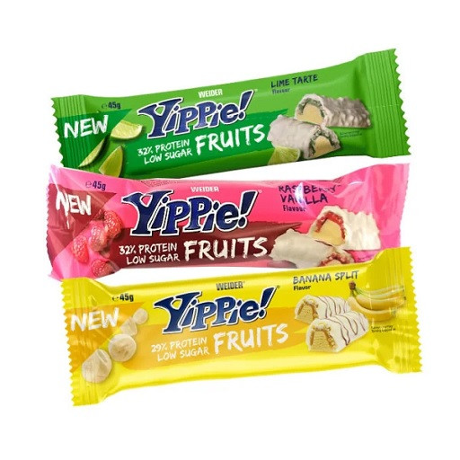 Weider Yippie Fruits Bar 12x50g Raspberry Vanilla 32% | ROUGHBULL FITNESS