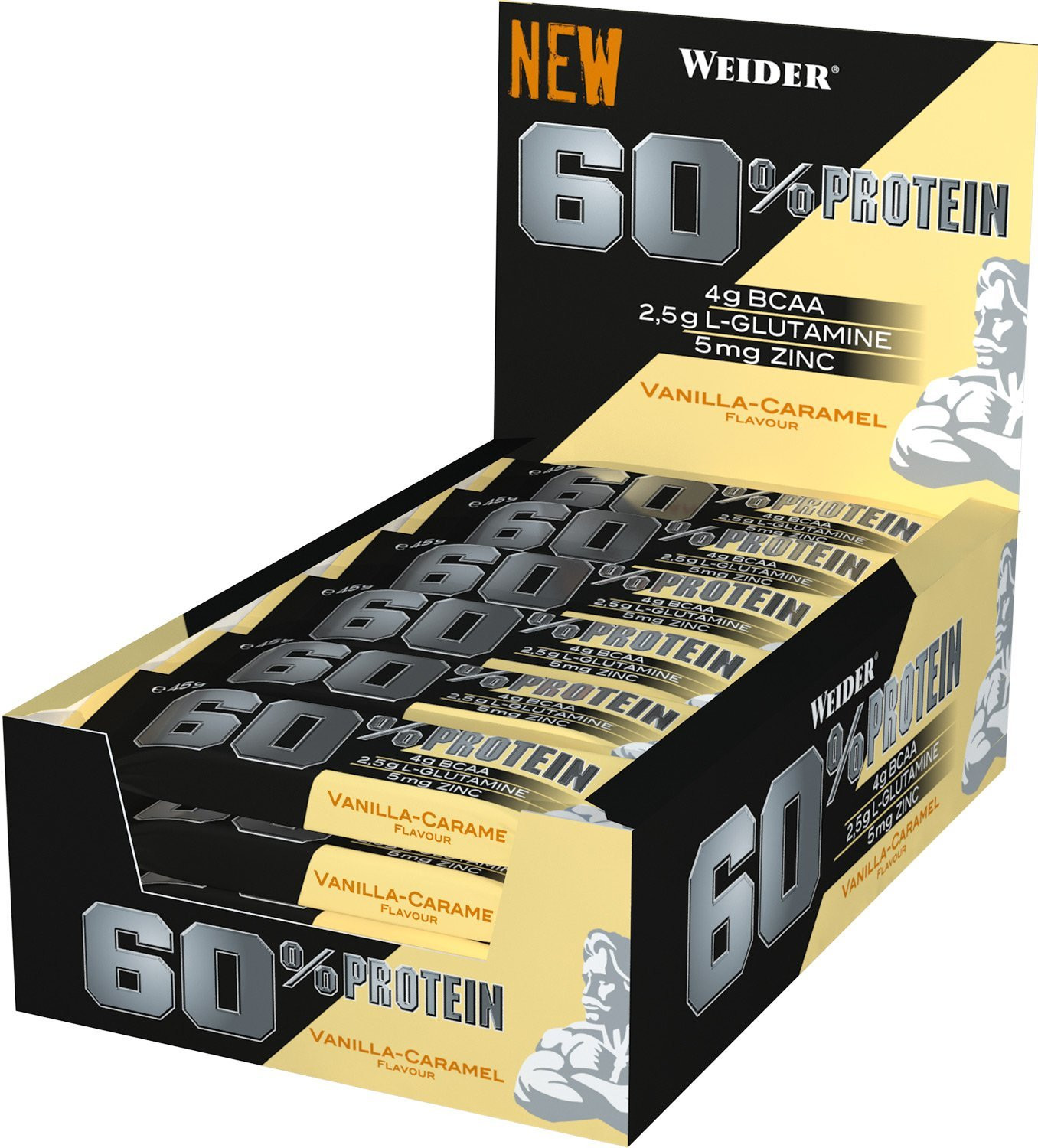 Weider 60% Protein Bar 24x45g OHNE ORIG. VERP.KARTON Salted Peanut Caramel | ROUGHBULL FITNESS