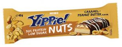 Weider Yippie Nuts Bar 12 x 45g Caramel Peanut Butter | ROUGHBULL FITNESS