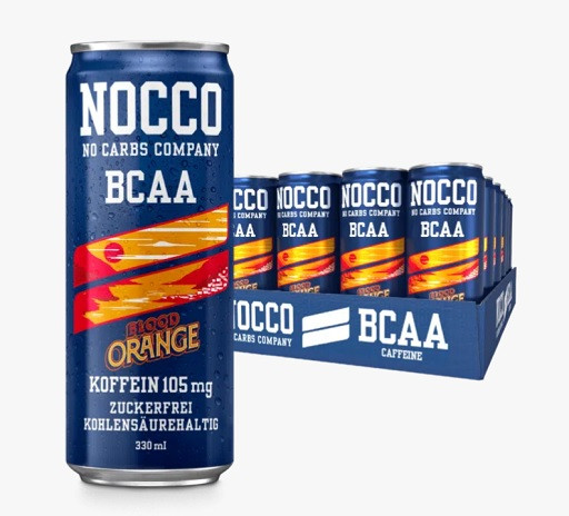 Nocco BCAA Drink 330 ml Blood Orange 24 Stück Deformiert | ROUGHBULL FITNESS