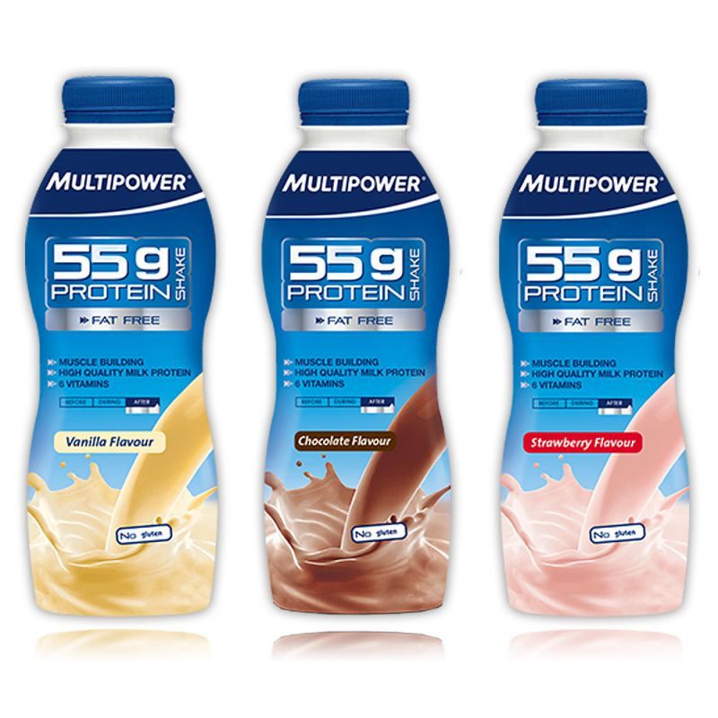 Multipower 55g Protein Shake 12x500ml Erdbeer | ROUGHBULL FITNESS