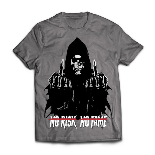 Skull Labs T-Shirt NO RISK-NO FAME Grau/ Silber L | ROUGHBULL FITNESS