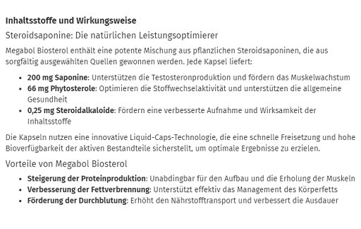 Megabol Biosterol - 30 Kapsel | ROUGHBULL FITNESS