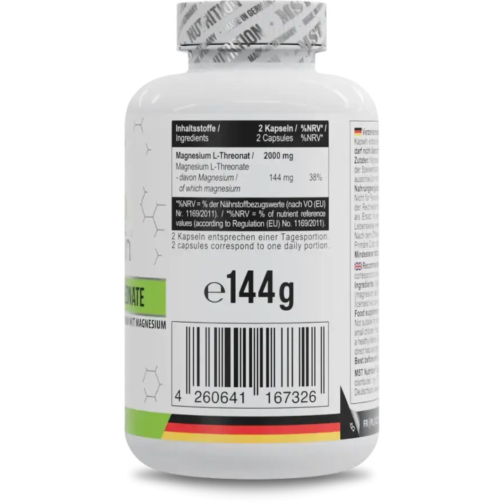 MST - Magnesium L-Threonate Magtein® 1000mg - 120 Kapseln | ROUGHBULL FITNESS