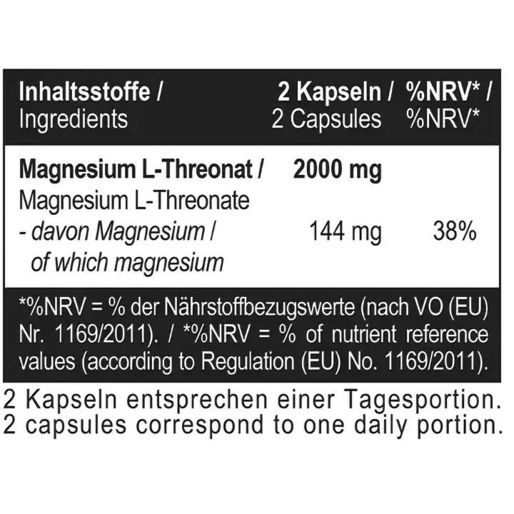 MST - Magnesium L-Threonate Magtein® 1000mg - 120 Kapseln | ROUGHBULL FITNESS