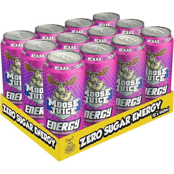 Muscle Moose Juice Energy Drink Zero Sugar - (12x440ml) Blue Raspberry | ROUGHBULL FITNESS