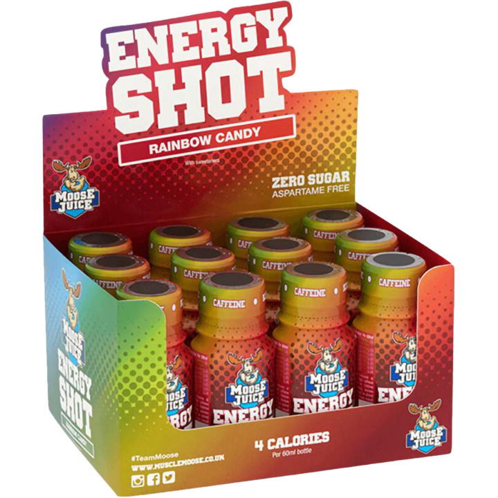 Muscle Moose Energy Shot - (12x60ml) Rainbow Candy | ROUGHBULL FITNESS