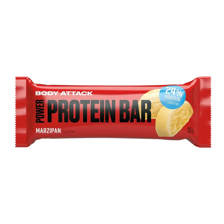 Body Attack Power Protein Bar - 24x 35g - Marzipan | ROUGHBULL FITNESS
