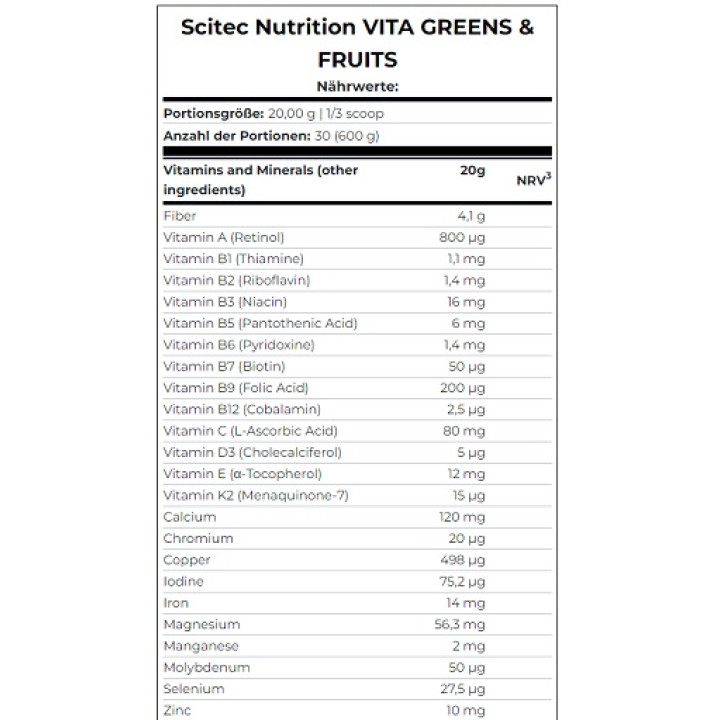 Scitec Vita Greens & Fruits 600g