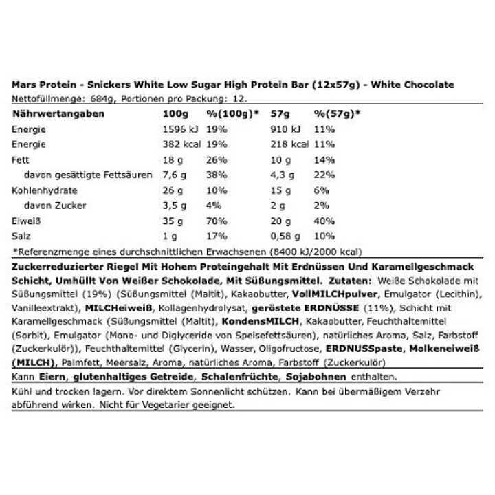 Snickers LOW SUGAR High Protein Bar (12x57g)