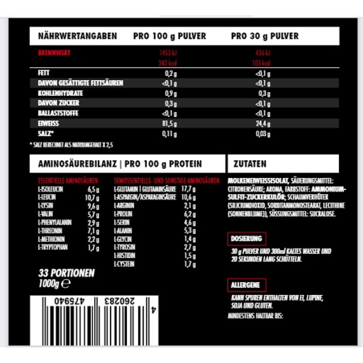 Big Zone Clear Whey Protein Juice 1000g Beutel