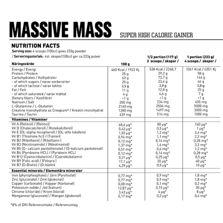 Swedish Supplements Massive Mass 7kg