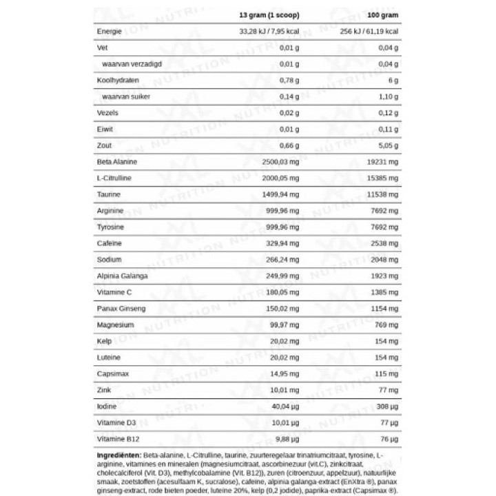 XXL Nutrition Black Label Pre Workout 390g Rote Früchte