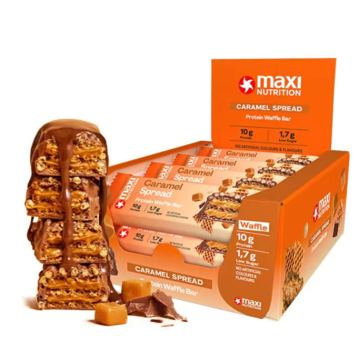 MaxiNutrition Protein Waffle Bar 12x39g Caramel Spread