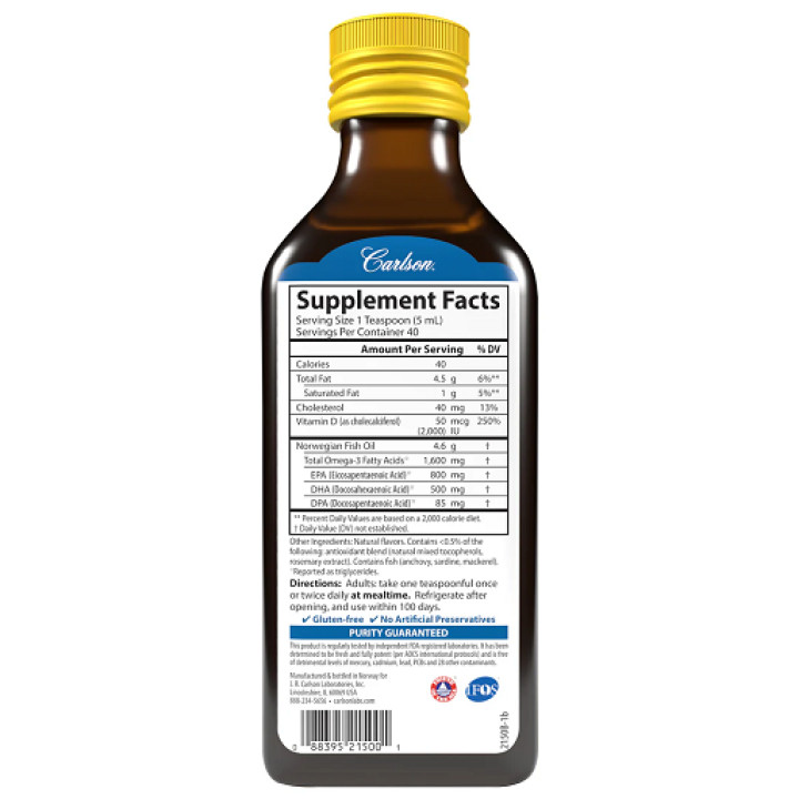 Carlson Labs The Very Finest Fish Oil - 200ml Lemon