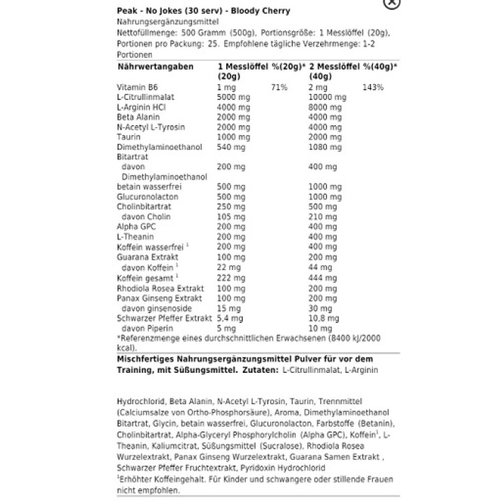 Peak No Jokes 600g Bloody Cherry