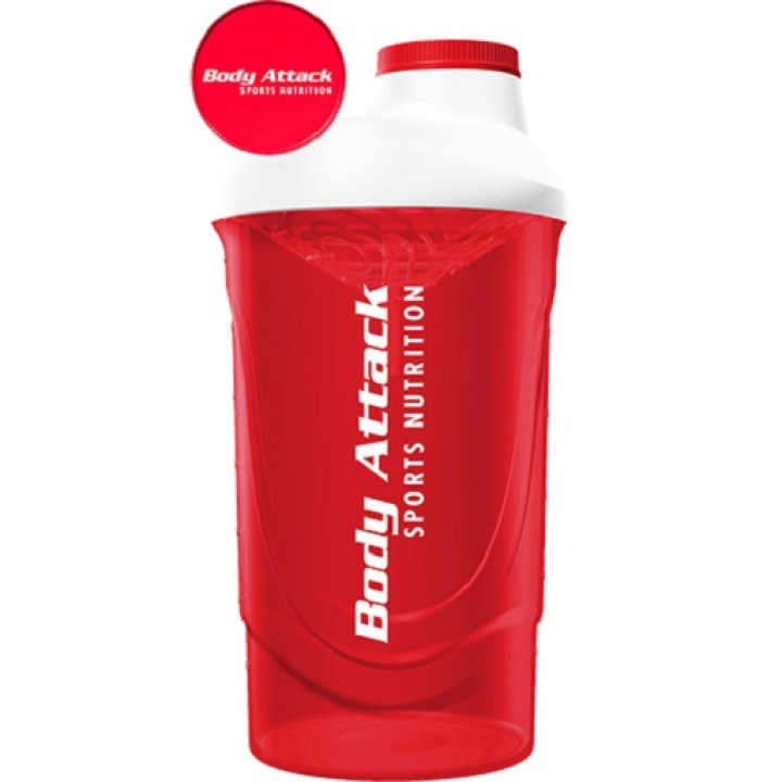 Body Attack Shaker 600ml Rot-Transparent