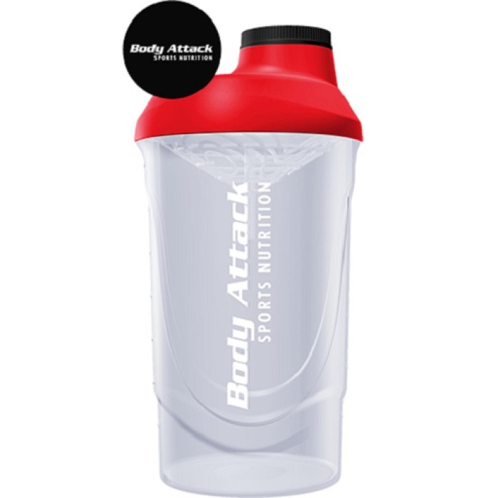 Body Attack Shaker 600ml Rot-Transparent