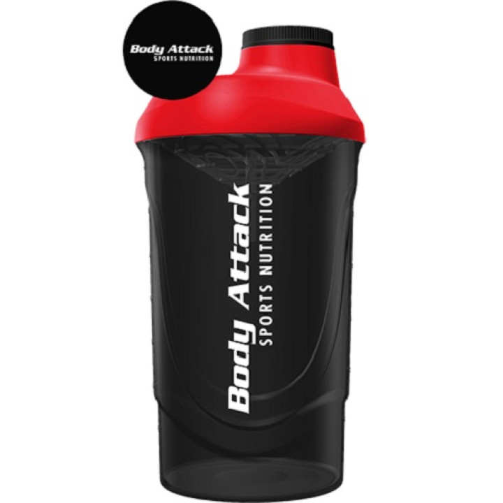 Body Attack Shaker 600ml Rot-Transparent