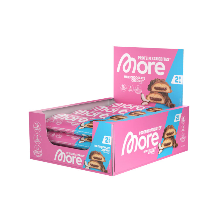 More Nutrition Protein Satisbites 12 x 2x25g White Hazelnut Nougat