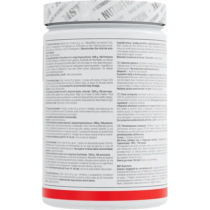 MST - Arginine HCL 1000g | ROUGHBULL FITNESS