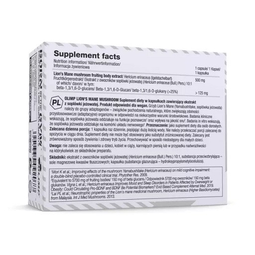 Olimp Lion's Mane Mushroom 60 Kapseln | ROUGHBULL FITNESS