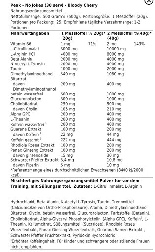 Peak No Jokes 600g Bloody Cherry | ROUGHBULL FITNESS