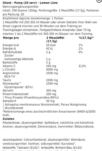 GHOST Pump - PreWorkout 350g Lemon Lime | ROUGHBULL FITNESS